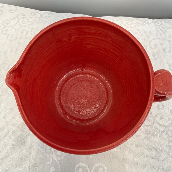 Alabama Cotton Pickin Pottery Red Mixing Bowl With Handle - Picture 2 of 9